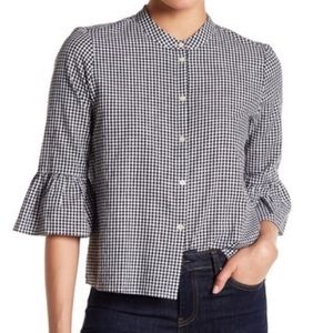 Madewell Gingham Bell Sleeve Button Down Top